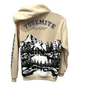 Fresh Laundry NWT Yosemite Graphic Hoodie Sweatshirt Cotton Beige Sz L